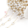 Weiße ABS-Perlenkette mit goldenen Perlen, 8mm DIY Schmuckzubehör für Halsketten DIY - 8mm Unregelmäßiger Perlenstil