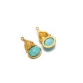 Gourd-shaped stainless steel pendant with natural blue turquoise and gold plating - Gourd Style (F2340) / Turquoise