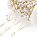 6mm weiße ABS-Perlenkette mit goldenen Perlen für DIY-Schmuck auf weißer Spule - 6mm Unregelmäßiger Kleiner Flaschenkürbis Perlenstil