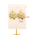 Gold plated stainless steel disc earrings with sparkling heart crystal inlay detail - Flat Ear Hook with Round Rhinestone Artificial Pearl