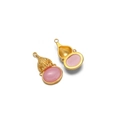 Golden stainless steel gourd pendant featuring a pink oval natural stone inlay - Gourd Style (F2340) / Pink