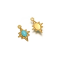 Golden eight-pointed star pendant with turquoise stone inlay for DIY jewelry making - Eight-pointed Star Style (F2341) / Blue