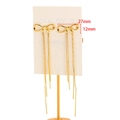Gold plated stainless steel bow earrings with long hanging tassels for women - Gold Bowknot Studs with Chain Tassel