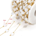 Catena di perle ABS barocche con perle bianche da 8mm e sfere dorate per gioielli fai-da-te - Stile Perla Tonda Piatta Irregolare 8mm