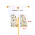 Silver and gold bow tassel earrings in stainless steel, dimensions 36mm by 20mm - Pointed Textured Irregular Studs (F2326-2)
