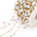 Catena dorata con perle a trifoglio bianco 8mm e sfere oro 2,3mm per gioielli fai-da-te - Stile Perla Piccolo Trifoglio 8mm