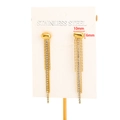 Gold plated stainless steel long tassel earrings with sparkling rhinestones for women - Gold Oval Bead Studs with Long Chain Tassel