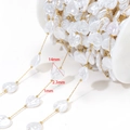 Catena di perle a cuore bianco con perline dorate per creazione di gioielli fai-da-te - Stile Perla Cuore Irregolare 14mm