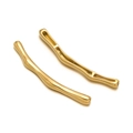 Golden bamboo curved tube metal pendant connectors for DIY jewelry making and craft projects - Bamboo Joint Tube (Gold)