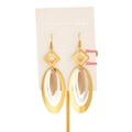 Three-tone geometric dangling earrings in gold, silver and rose gold stainless steel - Tri-color Oval Long Ear Hook Earrings