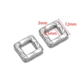 Silver square stainless steel charm with hammered texture showing 12mm dimensions - 12mm Square Steel Color