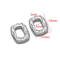 Stainless steel rectangular charms with hammered texture for DIY jewelry, 14mm size - 11mm Oval Steel Color