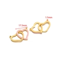 Golden and pink enamel interlocking double heart charm for DIY jewelry making 17.5mm - Pink Heart Style