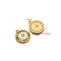 Golden round heart pendant with white petals and colorful crystals, 17.5mm size - Multicolor Round Style