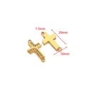 Golden stainless steel cross pendant connector with rhinestones for DIY jewelry making - Gold Rhinestone Inlaid Cross
