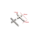Polished and crystal-studded stainless steel cross charms for jewelry DIY 20x10mm - Steel Polished Cross Style