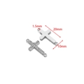 Polished stainless steel cross pendant connector with central heart and tiny crystals - Steel Heart Cross Style
