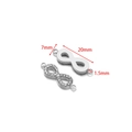 Infinity symbol jewelry connector in polished silver with micro-pave zircons, 20mm size - Silver Infinity Style
