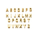 Macro-opname van gouden 3D-roestvrijstalen alfabetkralen A-Z met gat voor DIY-sieraden maken - Letter A / Goud (8mm)