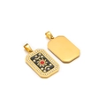 Vergoldeter Edelstahl-Anhänger mit schwarzer Emaille, Himmelsmotiven und Kristallen - Strass Emaille Sonne Stern Mond Gold Tarot (01)