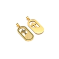 Goldener Kreuzanhänger mit schwarzem Emaille und Zirkon auf Edelstahlbasis - Schwarzes Emaille Kreuz Mäander Gold (03)