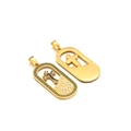 Goldener Edelstahl Kreuz-Anhänger mit griechischem Muster und funkelnden Steinen - Strass Mäander Gold Kreuz (04)