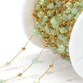 Golden bead chain with mint green faceted crystal beads for DIY jewelry making - Light Green