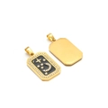 Goldner rechteckiger Anhänger mit Himmels-Stern-Mond-Design und funkelndem Kristallrand - Strass Schwarzes Emaille Stern Mond Gold (08)