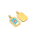 Goldener Kreuzanhänger mit Strasssteinen und Emaille-Kunst aus Sonne und Sternen - Strass Sonne Stern Wolke Blau Gold (09)