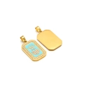 Goldener Rechteckanhänger mit hellblauem Emaille, Krone, Herzmotiv und Kristallen - Strass Herz Krone Blau Gold (10)