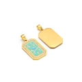 Rechteckiger Goldanhänger aus Edelstahl mit hellblauem Emaille und funkelndem Stern-Mond-Design - Strass Stern Mond Blau Gold (11)
