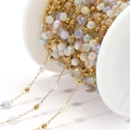 DIY colorful crystal bead chain with golden stainless steel beads for jewelry making - Mixed Pink