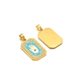 Goldener Edelstahlanhänger mit Hand der Fatima, blauem Emaille und funkelnden Steinen - Strass Hand der Fatima Blau Gold (12)