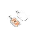 Quadratischer Anhänger aus Edelstahl mit orangefarbenem Emaille und Smiley-Muster - Orangenes Emaille Smiley Stern Stahl (04)