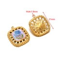 21mm vergoldeter quadratischer Anhänger mit blauer Emaille-Rose und 1,8mm Öse - Goldener quadratischer hohler lila blauer Rosenanhänger (F2437-2441)