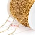 Catena a maglie O da 3mm in acciaio inossidabile placcato oro 18k per gioielli fai da te - 0.6x3mm / Oro