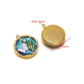 Ciondolo farfalla in smalto blu 19mm placcato oro per creazione gioielli - Ciondolo farfalla rosa blu rotondo dorato da 19 mm (F2437-2441)