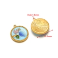 Ciondolo smaltato farfalla blu finitura dorata con misure di 19,5 mm di diametro - Ciondolo con strass fiore blu rotondo dorato da 19,5 mm (F2437-2441)