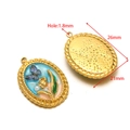 Ciondolo ovale in acciaio inossidabile con farfalla blu e fiore smaltato dorato - Ciondolo con perla farfalla blu ovale dorato da 21*26 mm (F2437-2441)