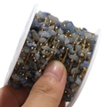Handgemaakte roestvrijstalen ketting met blauwe stenen op witte spoel voor DIY - 4-7mm Blauwe Steen Handgemaakte Ketting