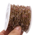 Handgemaakte vergulde roestvrijstalen ketting met rode natuursteen kralen op een spoel - 4-7mm Lichtroze Steen Handgemaakte Ketting