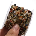 Kleurrijke natuursteen kralen met gouden roestvrijstalen ketting op spoel voor DIY sieraden - 4-7mm Veelkleurige Steen Handgemaakte Ketting