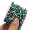 Handgemaakte turquoise steen kralen ketting met gouden draad voor DIY sieraden maken - 4-7mm Blauwe Steen Handgemaakte Ketting Type 2
