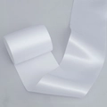 Puur wit breed satijnen lint met zijdeachtige glans voor bruiloftsdecoratie en cadeau - 10cm Breed x 20m Lang / Wit