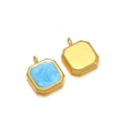 Golden square pentagram pendant with blue marble enamel finish and smooth metallic back - Gold Rounded Square Blue / 19.5*15.5*4mm