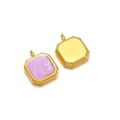 Square star pendant in golden finish with light purple enamel for DIY jewelry making - Gold Rounded Square Purple / 19.5*15.5*4mm