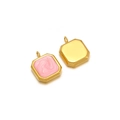 Pink marbled enamel and polished gold octagonal star pendant charms for DIY jewelry making - Gold Rounded Square Pink