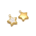 Golden star pendants with white enamel inlay for DIY jewelry and necklace making - Gold Pentagram White