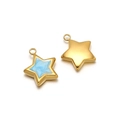 Golden stainless steel pentagram pendant with light blue marble texture enamel finish - Gold Pentagram Blue