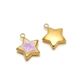 Golden stainless steel star pendants with purple marble enamel for DIY necklaces - Gold Pentagram Purple